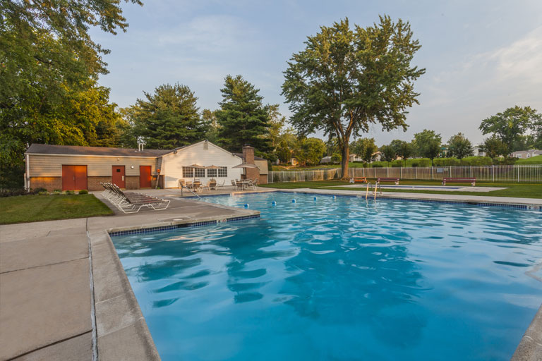 Swimming pool at Mill Grove apartment community in Audubon, PA